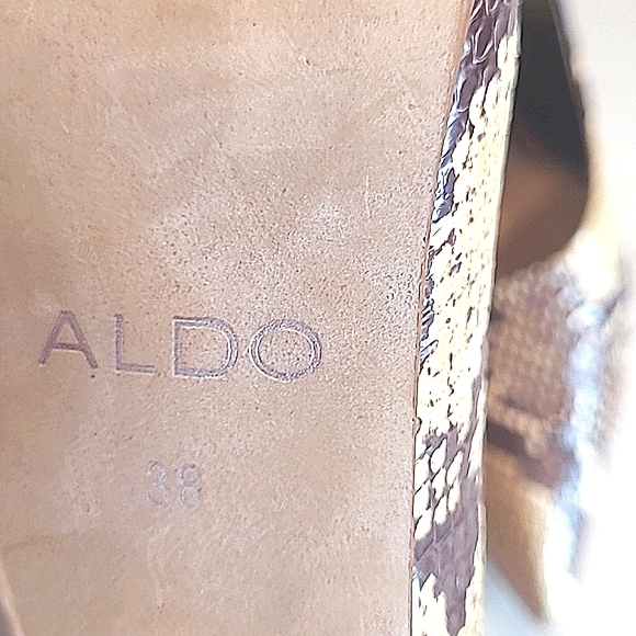 Aldo Stiletto Pumps Snake Skin Pointed Toe High Heel Animal Print Cocktail Party - Picture 13 of 17